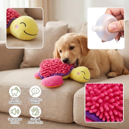 Squeaky Plush Turtle Dog Toy – Interactive Chew & Cuddle