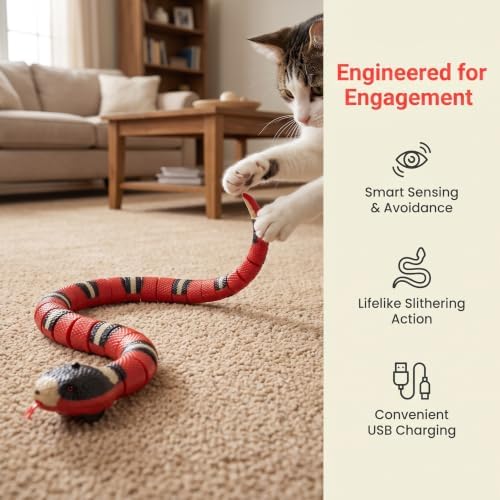 Electric Snake Toy for Cats & Dogs, Interactive Moving Cat Toy