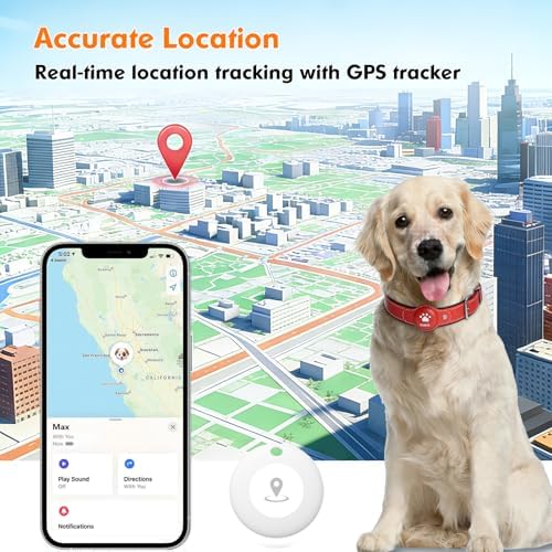 GPS Tracker for Dogs, 2 in 1 Smart Pet Collar (Only iOS), No Monthly Fee Waterproof Dog Collar with Real-time Tracking, Anti-Lost, 365-Day Long Battery GPS Tracker for All Sized Dogs(Locator Included)