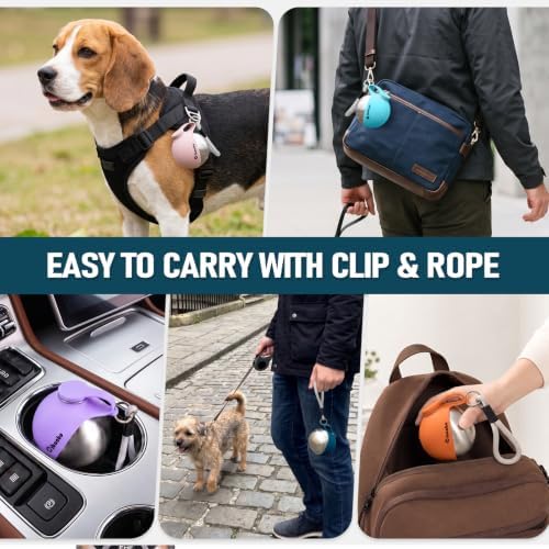 Cibaabo Portable Dog Water Bottle with Collapsible Silicone Bowl 10 oz