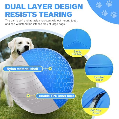 25" Herding Ball for Dogs and Horses, Waterproof & Durable Dual-Layer Interactive Large Dog Play Ball for Australian Shepherds, Cattle Dogs, Collies, and Other Herding Breeds (Blue)