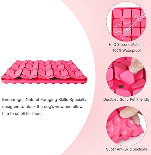 Snuffle Mat for Dogs,Premium Silicone Dog Food Mat 8“x13”Interactive Feed Game for Boredom,Encourages Natural Foraging Skills and Stress Relief for Medium Pets Smell Training Slow Feed Mat P