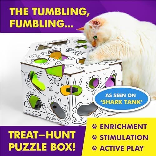 Cat Amazing HEX – Interactive Cat Treat Puzzle Box & Puzzle Feeder – Treat Maze Box for Indoor Cats – Enrichment Food Dispenser Toy!