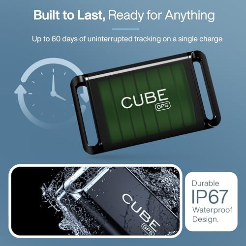 Cube GPS Tracker for Vehicles Assets Kids, Mini GPS Trackers for Dogs, Car Tracker Device: Real Time Worldwide Location SOS Pings Geo-Fencing + Rechargeable Battery Requires Subscription | IP67 Waterproof Mini GPS Tracker Device with Movement Alerts, G...