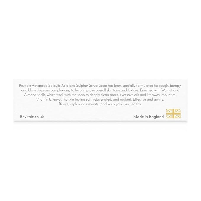 REVITALE Advanced BHA Salicylic Acid & Sulphur Scrub Soap – Clarifying Exfoliating Bar