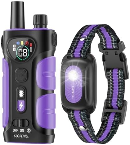 SLOPEHILL Dog Shock Collar,4200FT Dog Training Collar with Remote,Purple | IP68 Waterproof e Collar with Beep,Vibration,Safe Shock,Light,No Shock Mode,Shock Collar for Small Medium Large Dog 8-140lbs