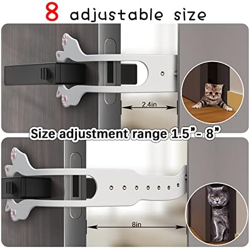 Elilier Cat Door Latch Holder, 8 Adjustable Sizes Flexible Cat Door Stopper | Keep Door Open 1.5" to 8", Let's Cats in and Keeps Dogs Out of Litter & Food, No Tool Required & No Wall Damage