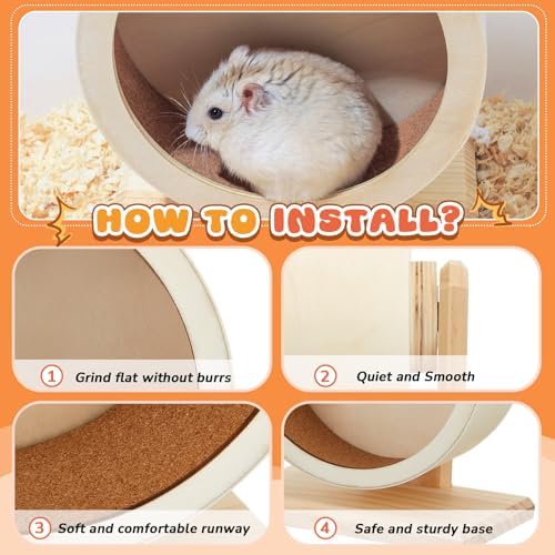 18 Pcs Hamster Cage Accessories, Silent Hamster Wheel 15 Toys Set