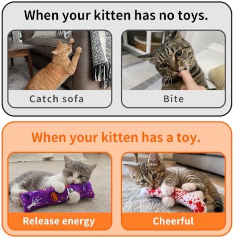 Random Halloween Catnip Toys for Indoor Cats with Crinkle 4 Pack