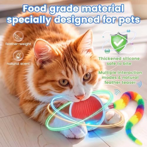 2PCS Interactive Cat Toy Rolling Ball Chewie Viral Dog Ball with Tail