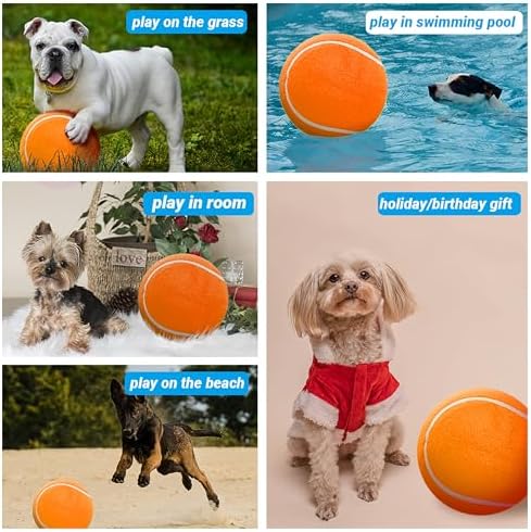9.5" Large Dog Tennis Balls (2-Pack), Inflatable Toy with Pump