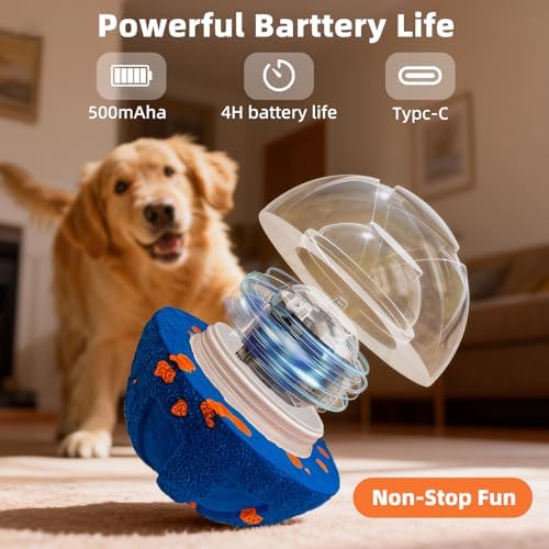 Interactive Dog Toys Balls, Dog Toys for Aggressive Chewers, Dog Chew Toys, Dog Enrichment Toys, Automatic Moving, Bouncing, Rotating, Rechargeable, Medium, Small Dogs Toys, Dog Toys to Keep Busy