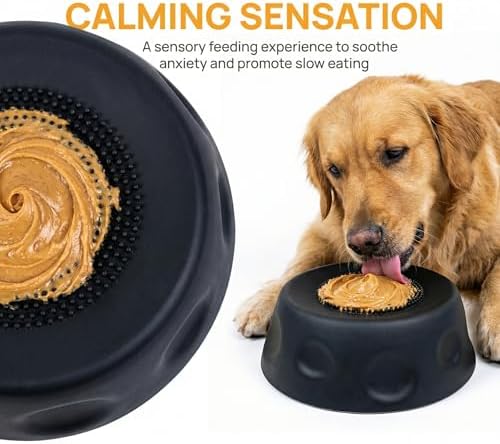 Slow Feeder Lick Bowl with Rolling Ball, Anti-Slip, Black