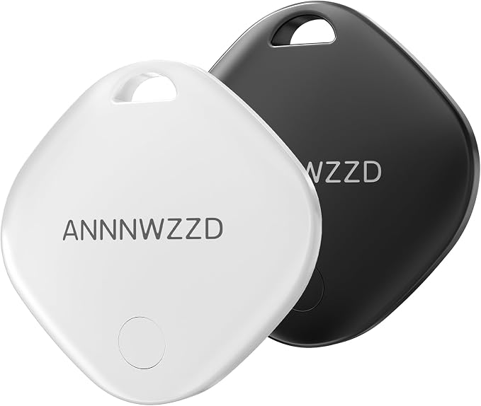 ANNNWZZD Tags 2 Pack Item Finders with Apple Find My APP (iOS Only) Help You Track Your Keys, Wallet, Luggage, Backpack, Super Lightweight (White+Black, 2 Pack)