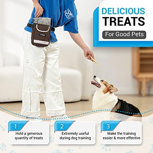 Dog Training Treat Pouch – Treat Bag for Dog Training with Built-in Poop Bag Holder – Waist Dog Training Pouch with Reflective Strips – Waterproof Fanny Pack for Dog Training