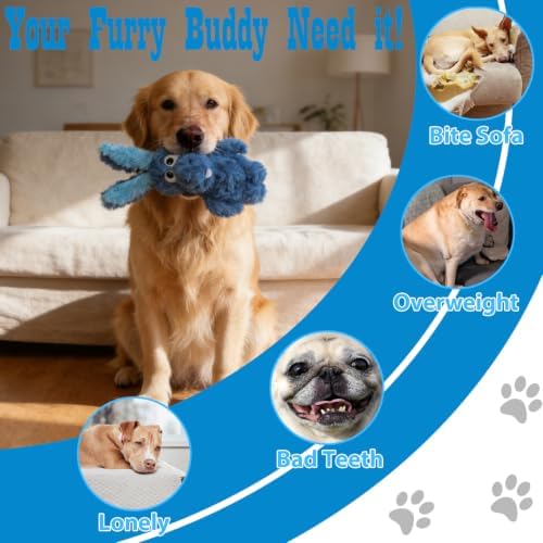 Donkey Squeaky Plush Dog Toy for Small Medium Large Dogs, Blue