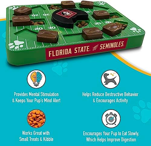 NCAA Puzzle Toy Slow Feeder, Puzzle Treat Dog Toy, Interactive Dog Treat Toy, Dog Puzzle Feeding Slow Toy (Florida State Seminoles)