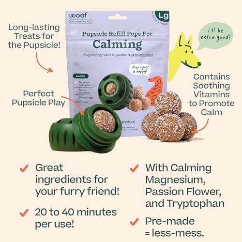 WOOF Pupsicle Refill Pops for Calming - Long-Lasting Refills for The Pupsicle Toy to Promote Calm - Calming Dog Treats - Magnesium for Dogs- Large Pops - 7 Count