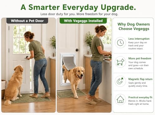 Large Dog Door for Door, Durable Plastic, Magnetic Pet Door with Lock Panel