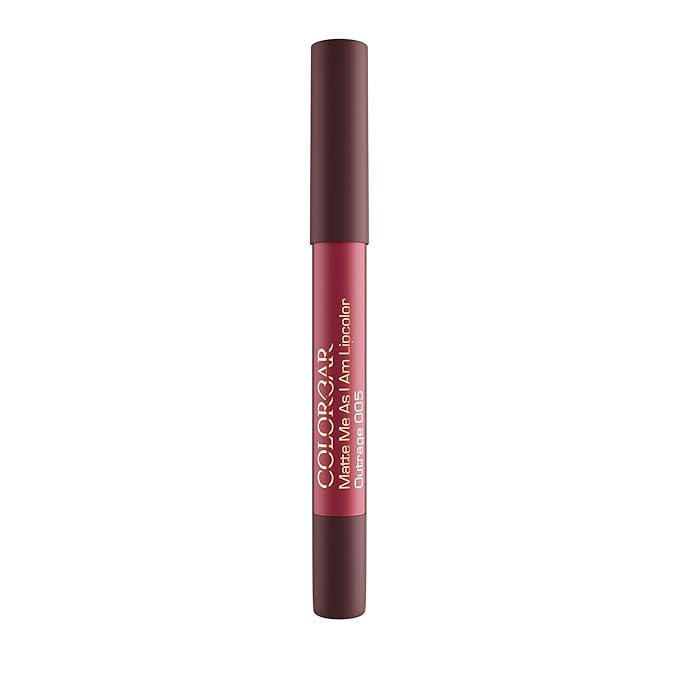 Colorbar Matte Me As I Am Lipcolor - Matte Lipstick - Enriched with Cornstarch, Rice Starch, and Silica - Waterproof Proof - 005 Outrage - 0.09 oz