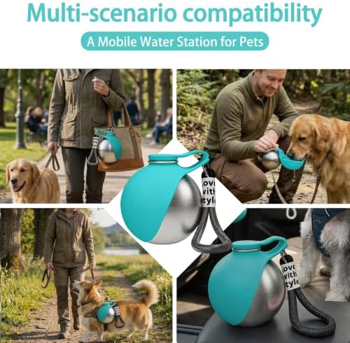 Portable Pet Water Bottle & Collapsible Dog Bowls, Spill Proof Water Dispenser, Cat Food Container & Dog Treat Holder, Small Size Pet Supplies Travel Accessories for Puppy Walking & Gifts