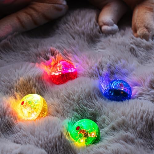 Frienda 4 Pcs Light up Cat Ball LED Motion Ghost Hunting Cat Ball, Colorful
