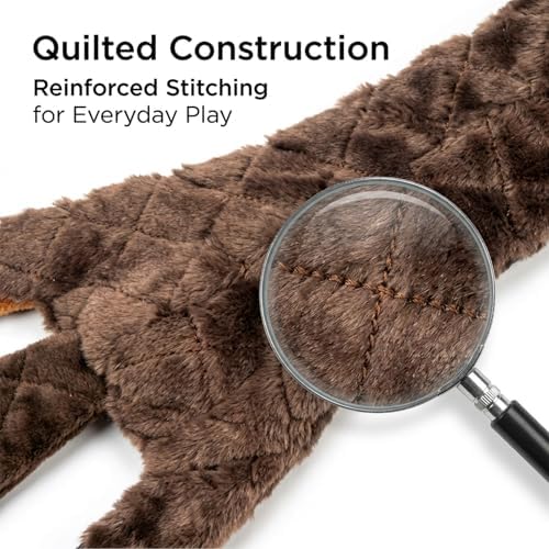 24” Stuffing-Free Dog Toy – Plush Beaver with 2 Squeakers & Crinkle Paper, Flat Body Quilted Design for Interactive Play, Medium & Large Dogs