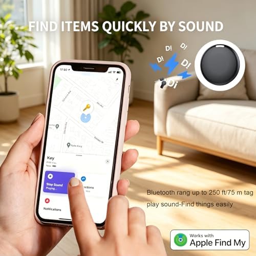 GPS Tracker for Vehicles No Subscription for iOS Only - 4 Pack | Undetectable Car Tracker, Precise Location Bluetooth Tag Compatible with Apple Find My for Key Luggage Kid Pet