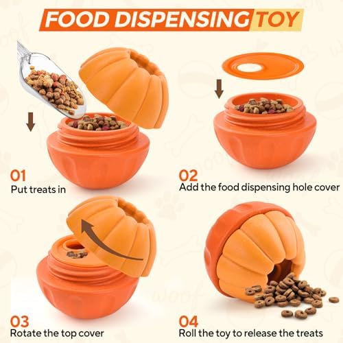 LIFLIX Dog Enrichment Toys, Dog Frozen Treat Toys, Interactive Dog Toys for Large Breeds, Treat Dispensing Dog Toys in Orange Shape