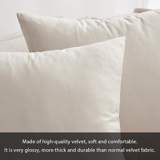 MIULEE 12x24 Inch Lumbar Velvet Throw Pillow Cover Set of 1 Cream White | Soft Luxury Decorative Throw Pillow Cover, Single Rectangle Cushion Case, Home Decor for Chair Couch Sofa Bedroom Car Bed
