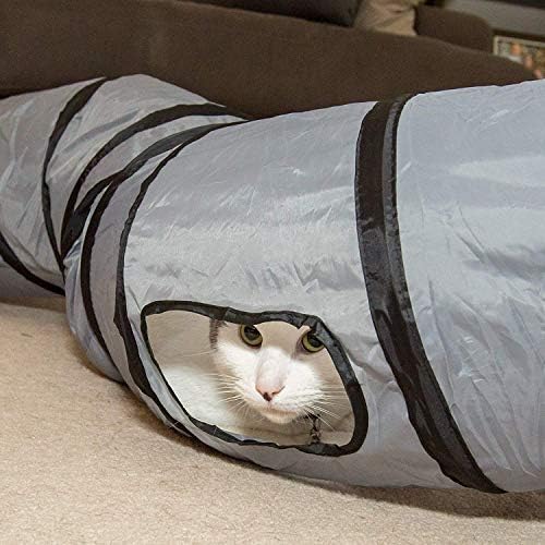 PetLike S Way Cat Tunnel Collapsible Pop-up Pet Tube Hideaway Play Toy with Ball (S-Way, Blue)