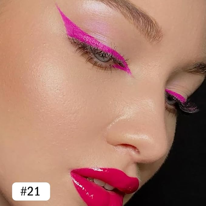 evpct Rose Eyeliner Pencils for Eyes, Rose Hot Pink Red Colored Eye Liner Pencil Pen Makeup Waterproof Smudge Proof, Colored Gel Waterline Eyeliner Liquid, Face Eye Paint Stick Halloween Makeup 21