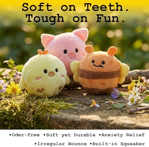 Mini Fluffy Squeaky Pet Ball for Small Dogs and Cats, 2-Inch Soft Plush Indoor Toy Ball, Gentle Interactive Play, 1 Pack Bee