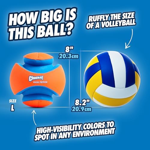 Chuckit! Kick Fetch Ball Dog Toy, Large, 8in, for Large Dogs, Floats