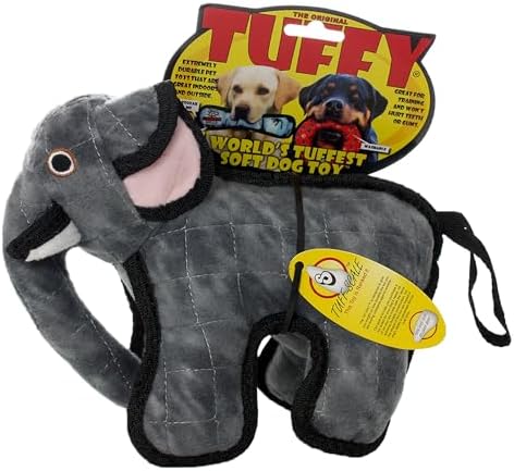 TUFFY® - 2 Pack Original : Elephant Dog Toy : Ultra Durable Plush Dog Toy with Multiple Layers & Reinforced Seams, Washable and Floats, Original Construction