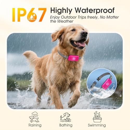 Dog Bark Collar for Large Medium Small Dogs, Effective No-Bark Collar, Smart Barking Collar, Rechargeable Bark Collar with 7 Sensitivity, 3 Modes, Waterproof, Ballet Pink