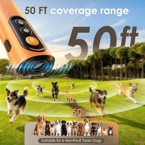 Dog Bark Deterrent Devices, Anti-Barking Device for Dogs 50-ft Range, Three Modes, Dog Barking Silencer Replaces Traditional bark Collars, Suitable for All Dogs, Indoors and Outdoors