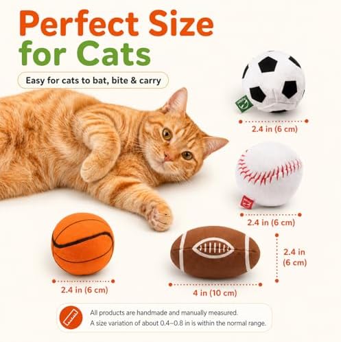 Agape Organic Catnip & Silvervine Filled Cat Toy Balls with Bell Sound