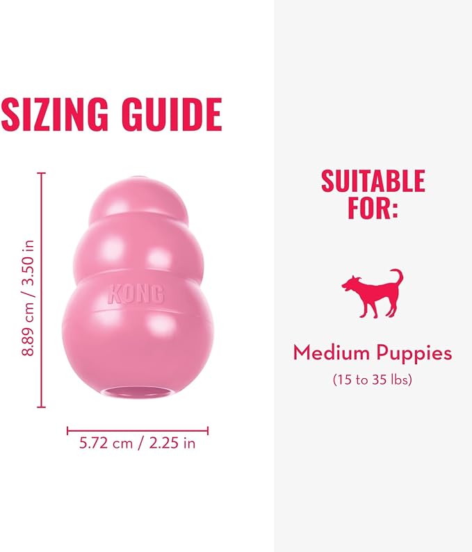 KONG Puppy, Natural Rubber Teething Chew Toy, for Medium Puppies, Pink