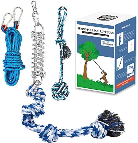 TRSMIMA Spring Pole Rope Toys - Spring Pole for Dogs Heavy Duty