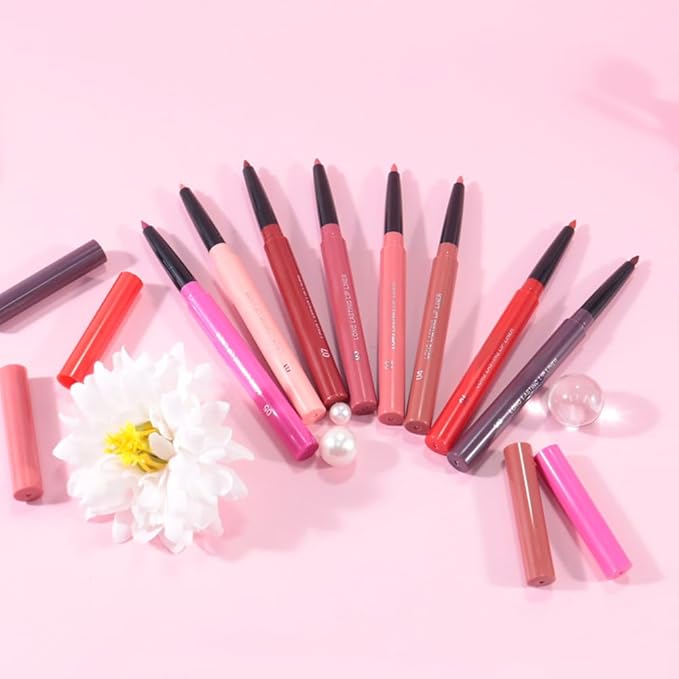 8Pcs Gel Lip Liner Pencil Set for Women, Matte Long Lasting LipLiner Lipstick 24 Hour, High Pigmented Lips Makeup Retractable Liners Waterproof Smudge Proof, Vegan & Cruelty-Free
