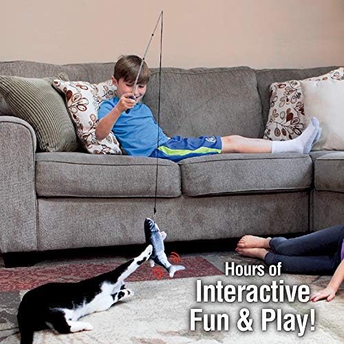 Ontel Flippity Fish Interactive Cat Toy with Catnip & Fishing Pole - Touch Activated, Rechargeable Pet Toy to Help Reduce Stress & Bad Behavior (Pack of 2) - As Seen On TV