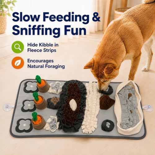 Snuffle Mat for Dogs – Extra Large 32'' x 20'', Washable Slow Feeder Dog Toy, Durable Interactive Dog Puzzle for Mental Stimulation & Nosework Training, with Anti-Slip Suction Cups