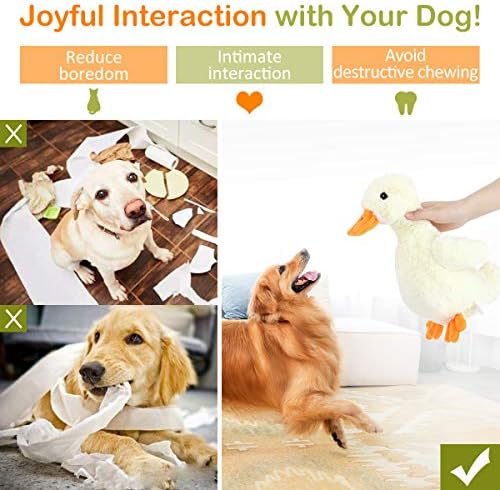 Pawaboo Squeak Plush Duck Dog Toy, Large 12'' Soft Stuffed Duck Pet Toys