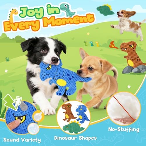 KIPRITII No-Stuffing Squeaky Dog Toys, 3-Pack Puppy Toys for Small Dogs