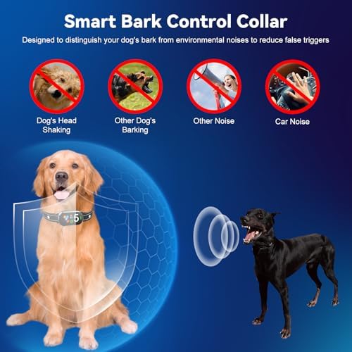 Smart Bark Collar for Dogs - 5 Safe Training Modes & 5 Sensitivity Levels, IP67 Waterproof, Adjustable & Lightweight No Bark Collar for Small, Medium, Large Dogs
