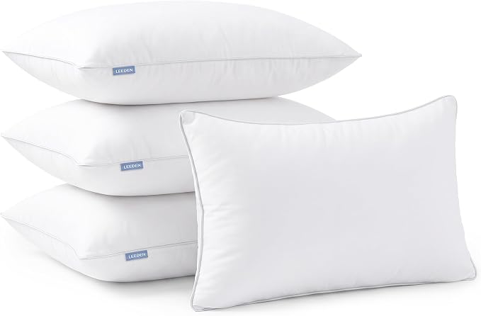Leeden 12x20 Pillow Inserts Set of 4-12 Inch Decorative Throw Pillow Insert, Soft Fluffy Cushion Inserts for Sofa Couch Bed, White 4 Pack Pillow Inserts