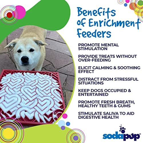 SodaPup Love eMat – Durable Lick Mat Feeder Made in USA from Non-Toxic, Pet-Safe, Food Safe Rubber for Mental Stimulation, Avoiding Overfeeding, Fresh Breath, Digestive Health, Calming, & More