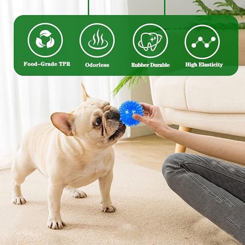 9 Pack Squeaky Dog Balls 2.5″ Dog Toys Balls for Small Medium Dogs Pet Puppy Chew Toys for Teething No Odor Durable Spiky Balls for Teeth Cleaning and Training for Small Dogs（Small）