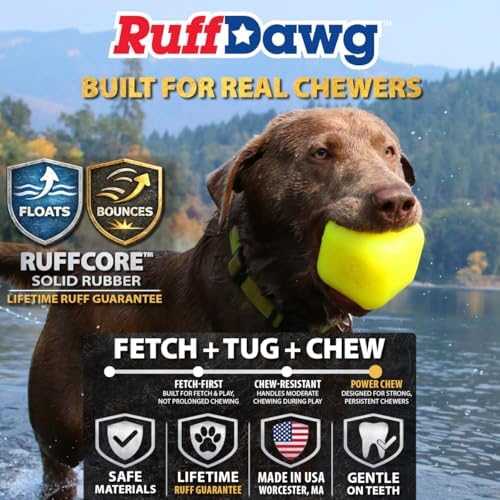 Ruff Dawg Cube XL 3.5 Indestructible Dog Toy - 1 PC Color Varies – Heavy-Duty Rubber Fetch & Chew Toy for Aggressive Chewers – Made in USA